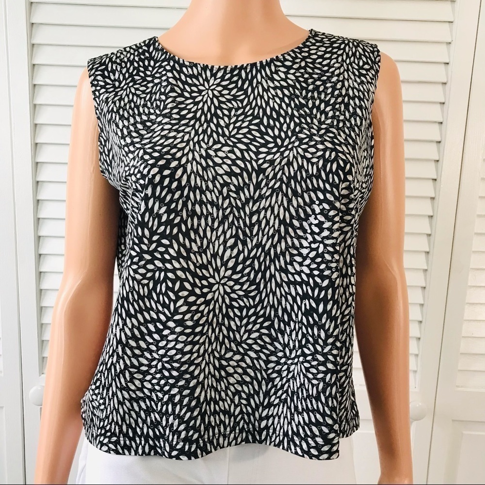 2/$25 CHICO’S DESIGN Black Sleeveless Sequin Shirt Size Large